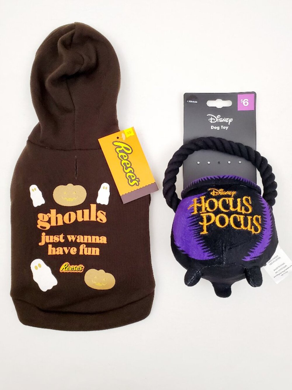 REESES Pet Dog Costume Outfit Hoodie Size XS + Disney Hocus Pocus Toy Halloween